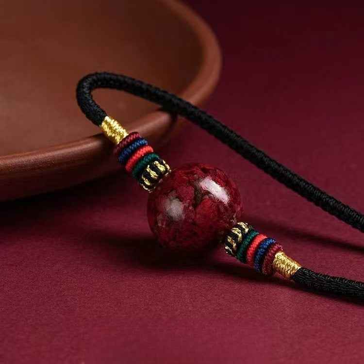 Natural Cinnabar Collarbone Pendant Necklace – Spiritual Elegance & Protection